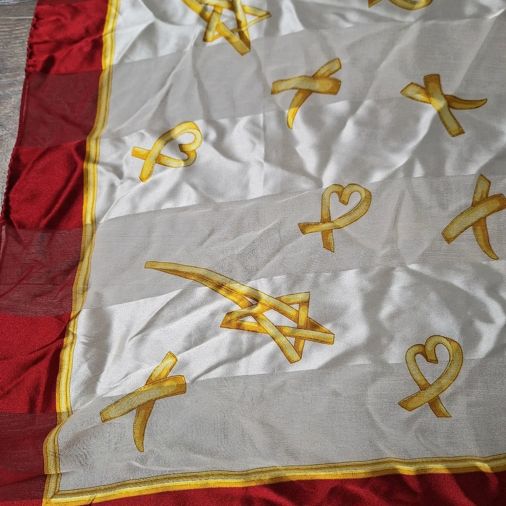 Vintage Paloma Picasso Twill Silk  ❌️,♥️, 🌟s Scarf, 34 X 33.5 Inches